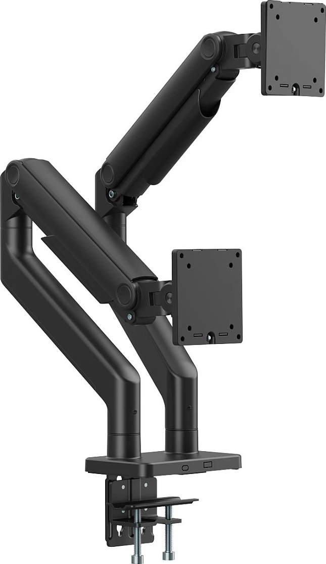 Mbajtës monitori Digitus Dual, për 2 monitorë deri 45", VESA 75x75/100x100, 2x20 kg, clamp, i zi