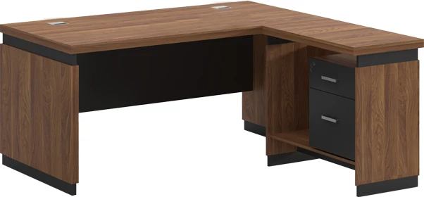 Tavolinë zyre e kthyeshme Oscar melaminë, ngjyrë arre-karbon, 160x80x76cm