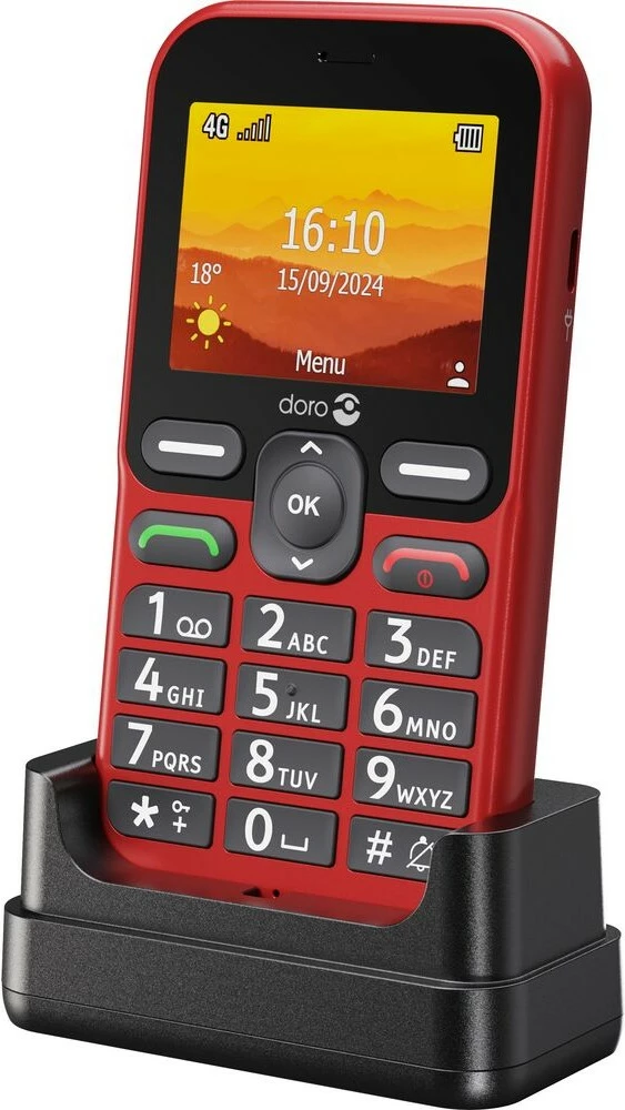 Celular Doro Leva L10, Single SIM, 2.4", 2 MP, 1150 mAh, Kuq