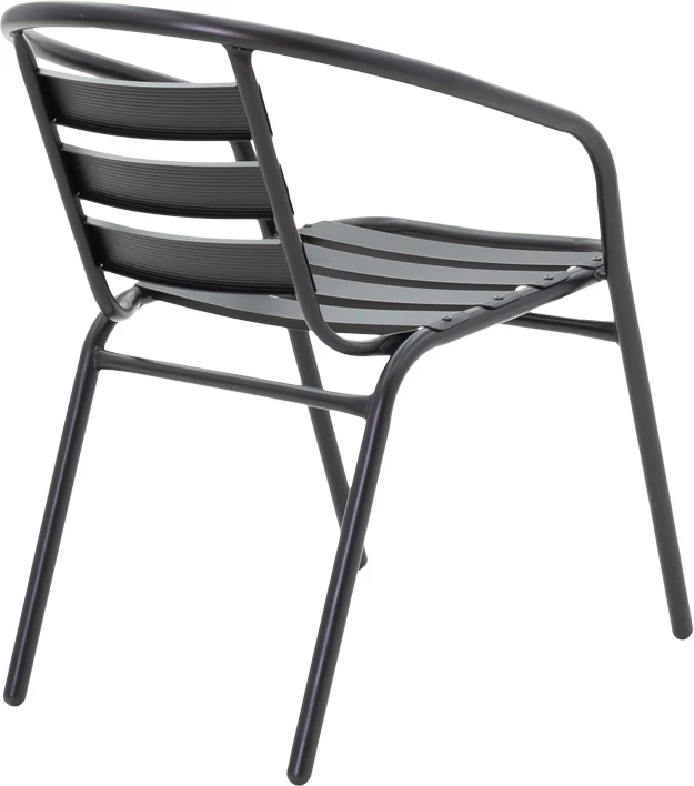 Tavolinë me karrige Vergo-Tade, metalike, e zezë, Φ60x70cm