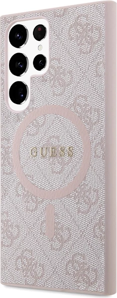 Mbështjellës Guess 4G Collection Leather Metal Logo MagSafe për Samsung Galaxy S24 Ultra hardcase TPU/PC me lëkurë eko magnetik MagSafe rozë