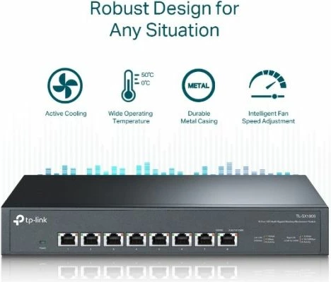 Switch rrjeti TP-LINK TL-SX1008, 8x 10G Multi-Gigabit (100M/1G/2.5G/5G/10G), desktop/rackmount, i zi