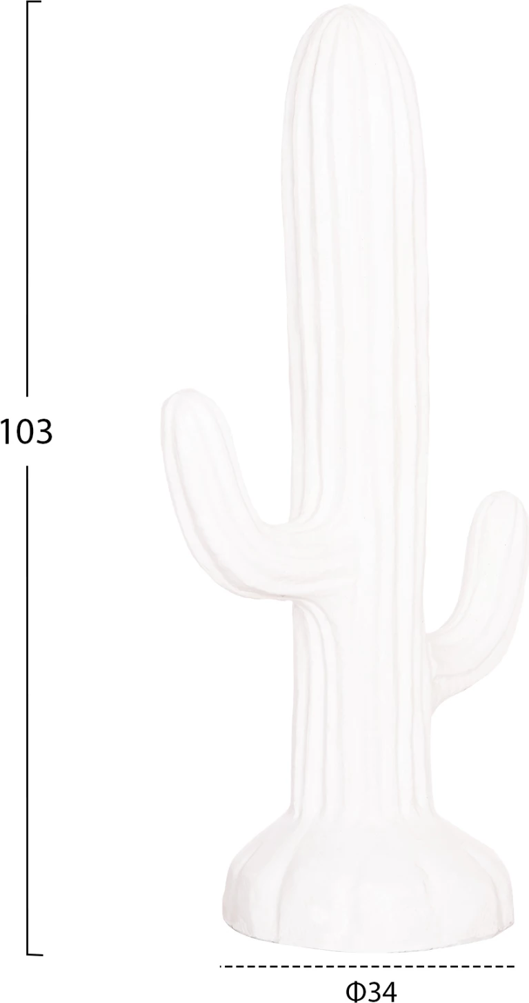 Kaktus dekorativ në dysheme, MDF, ngjyrë e bardhë, FH4386.02M, 54x34x103 cm