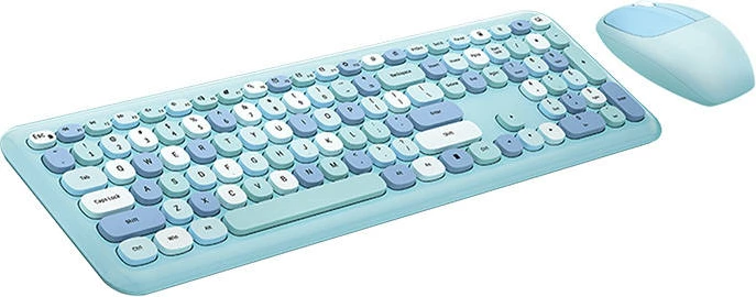 Set tastierë + maus wireless MOFII SMK-666395AG, Membranë, 112 taste, 1200 DPI, Kaltër