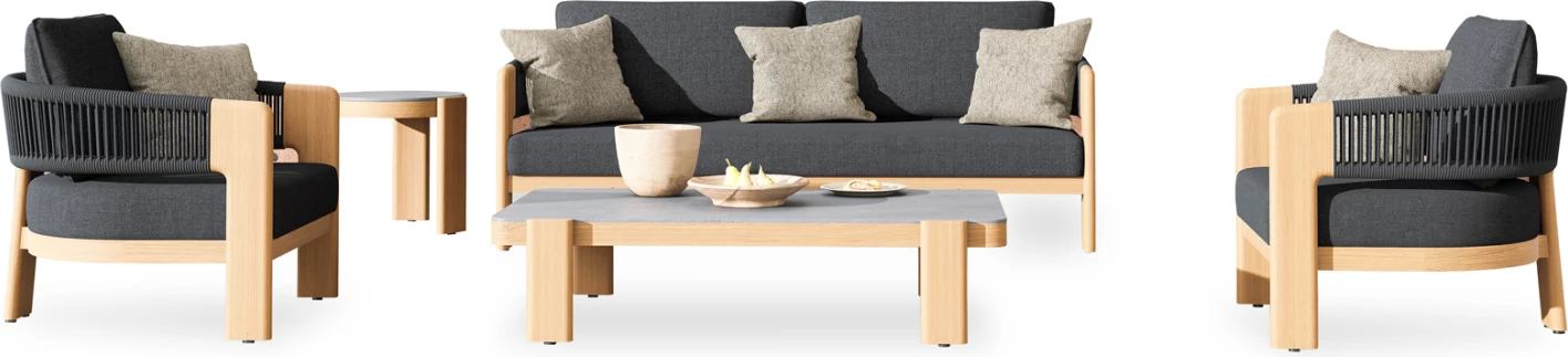 Set lounge 4 pjesësh BARON, alumin, litar i zi, material olefin, CD6478.10