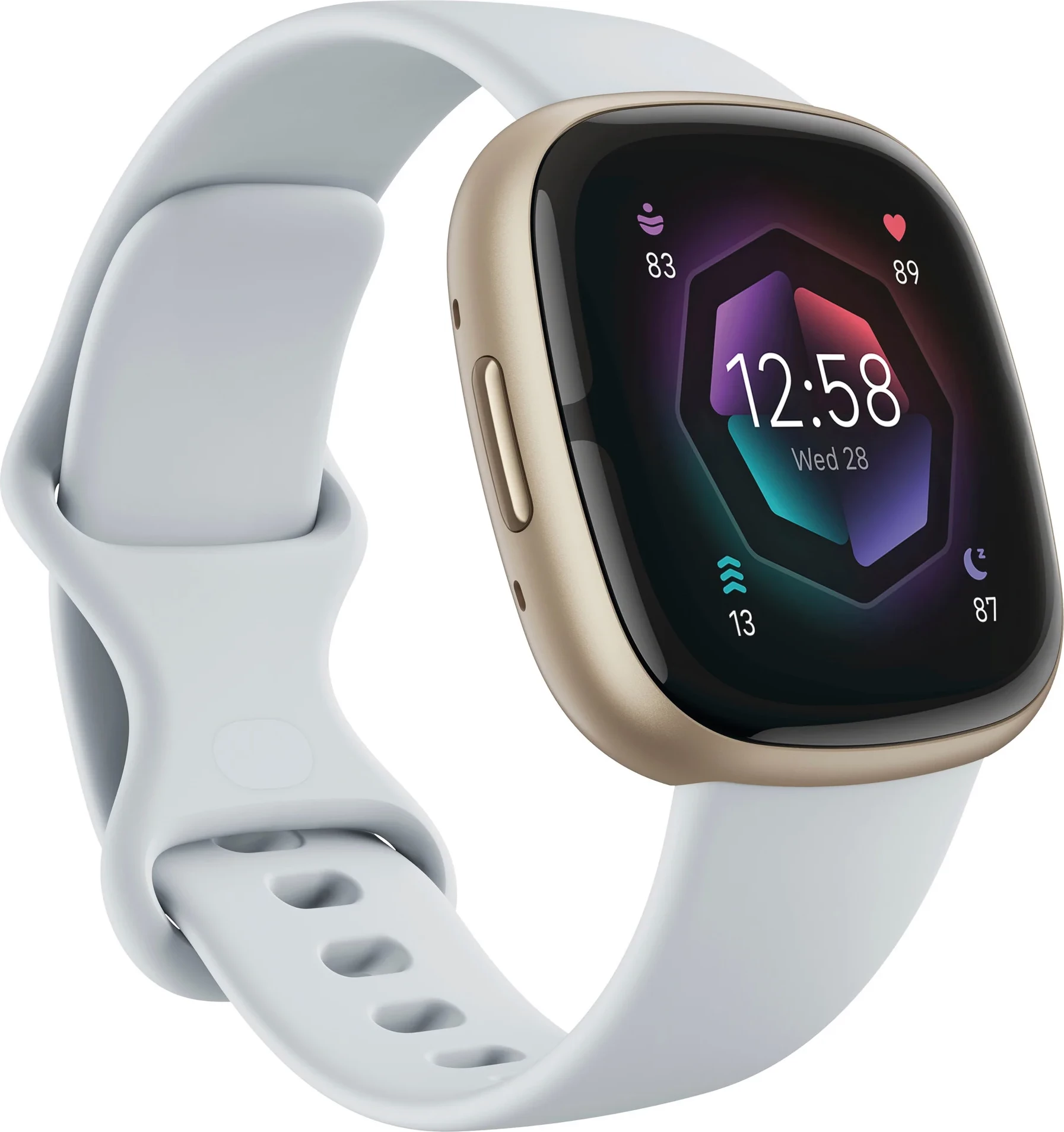 Smartwatch Fitbit Sense 2 FB521GLBM, GPS, monitorim shëndeti 24/7, bateri 6+ ditë, Blue Mist/Soft Gold
