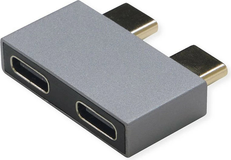Adapter USB-C ROLINE 12.03.2945, 2x USB-C mashkull në 2x USB-C femër, 10 Gbit/s, argjendtë