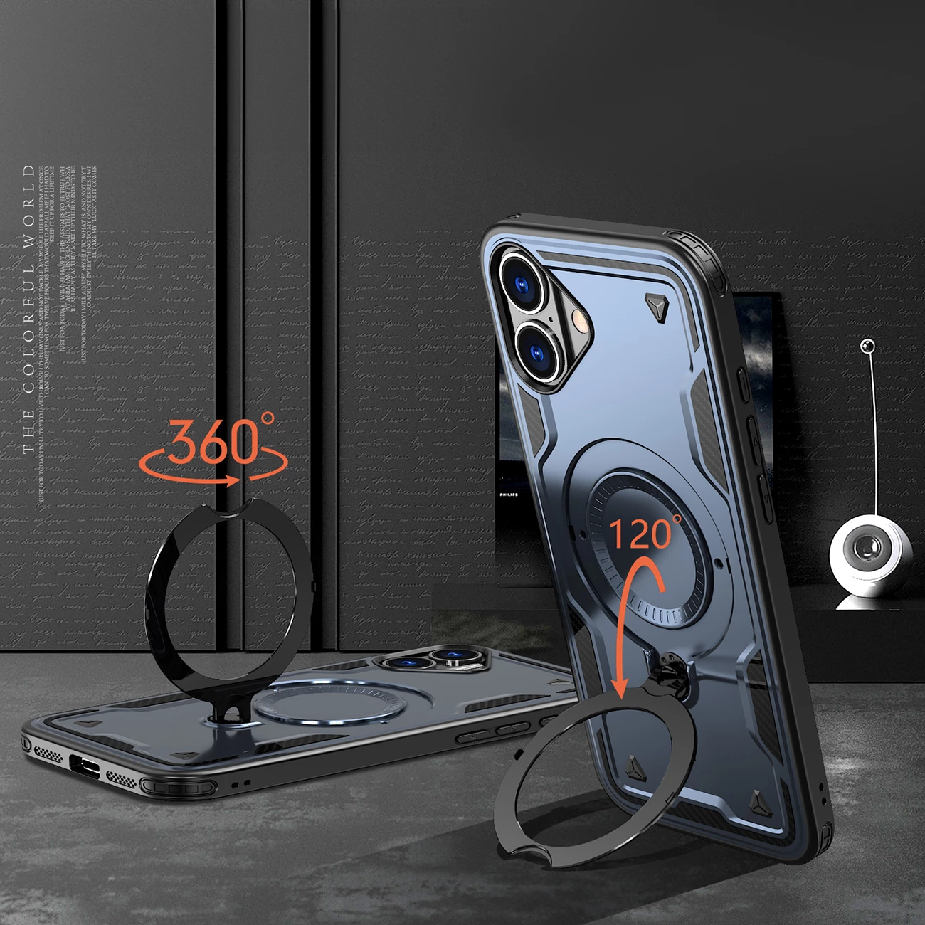 Mbështjellës Hurtel Hybrid Armor Trendy me MagSafe për iPhone 16, Blu