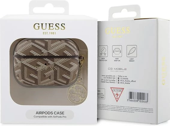 Mbështjellës Guess GCube Charm për AirPods Pro, Kafe