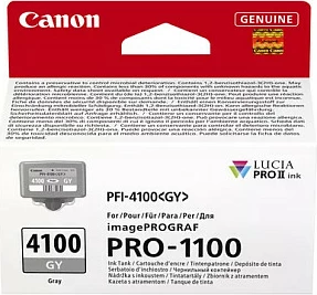 Kartrixh boje Canon LUCIA PRO II PFI-4100 GY, Standard Yield, 133 faqe, për imagePROGRAF PRO-1100, gri