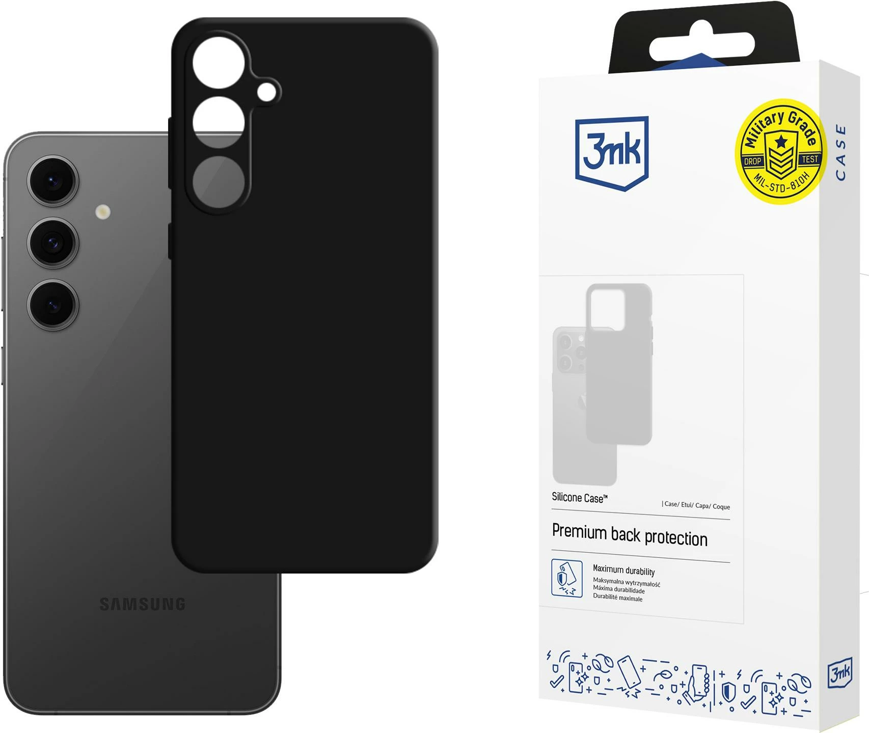 Mbështjellës silikon për celular 3mk Protection për Samsung Galaxy S24 FE, i zi