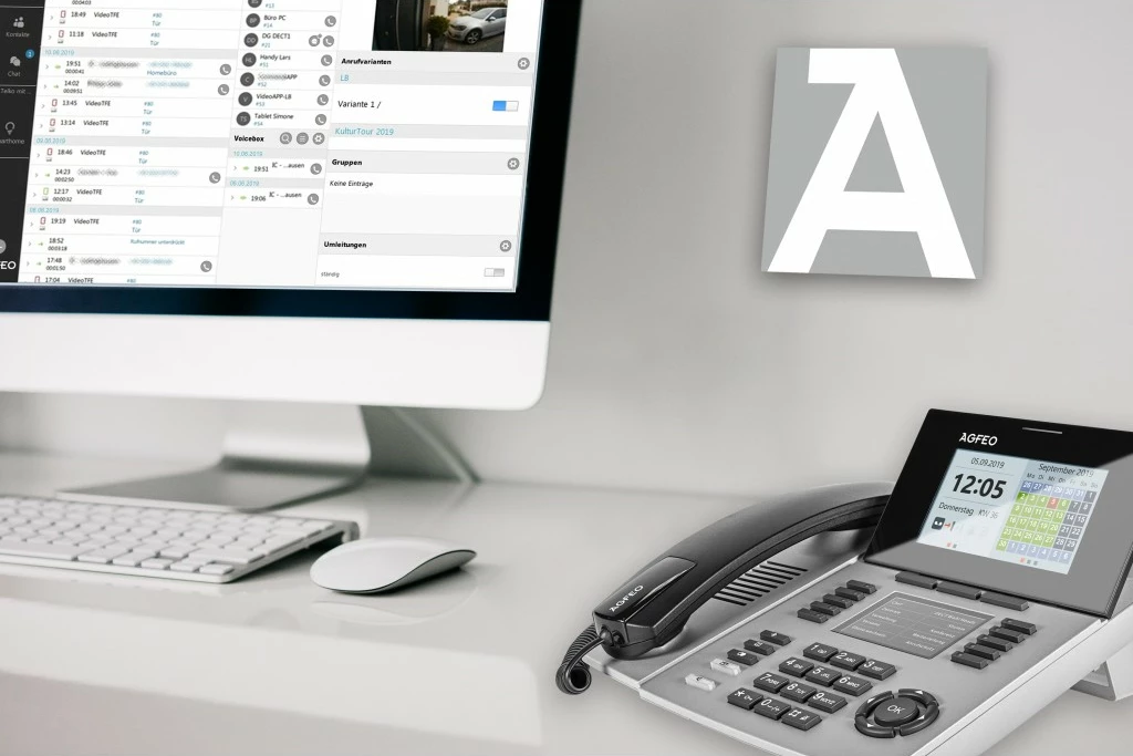 Telefon IP AGFEO ST 56, dorëzë me kabllo, 5000 kontakte, LCD, argjendi