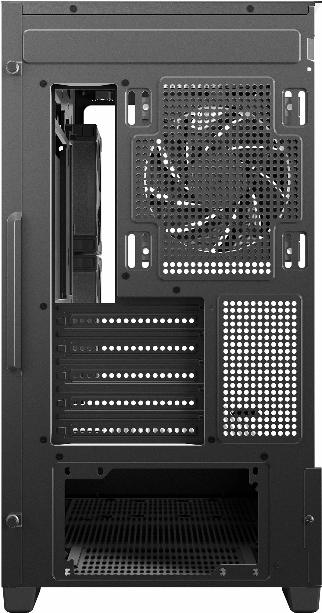 Kasë Deepcool CG380 3F Micro-ATX/ITX, xham i temperuar panoramik, 3x 120mm PWM ARGB, USB-C, pa PSU, e zezë