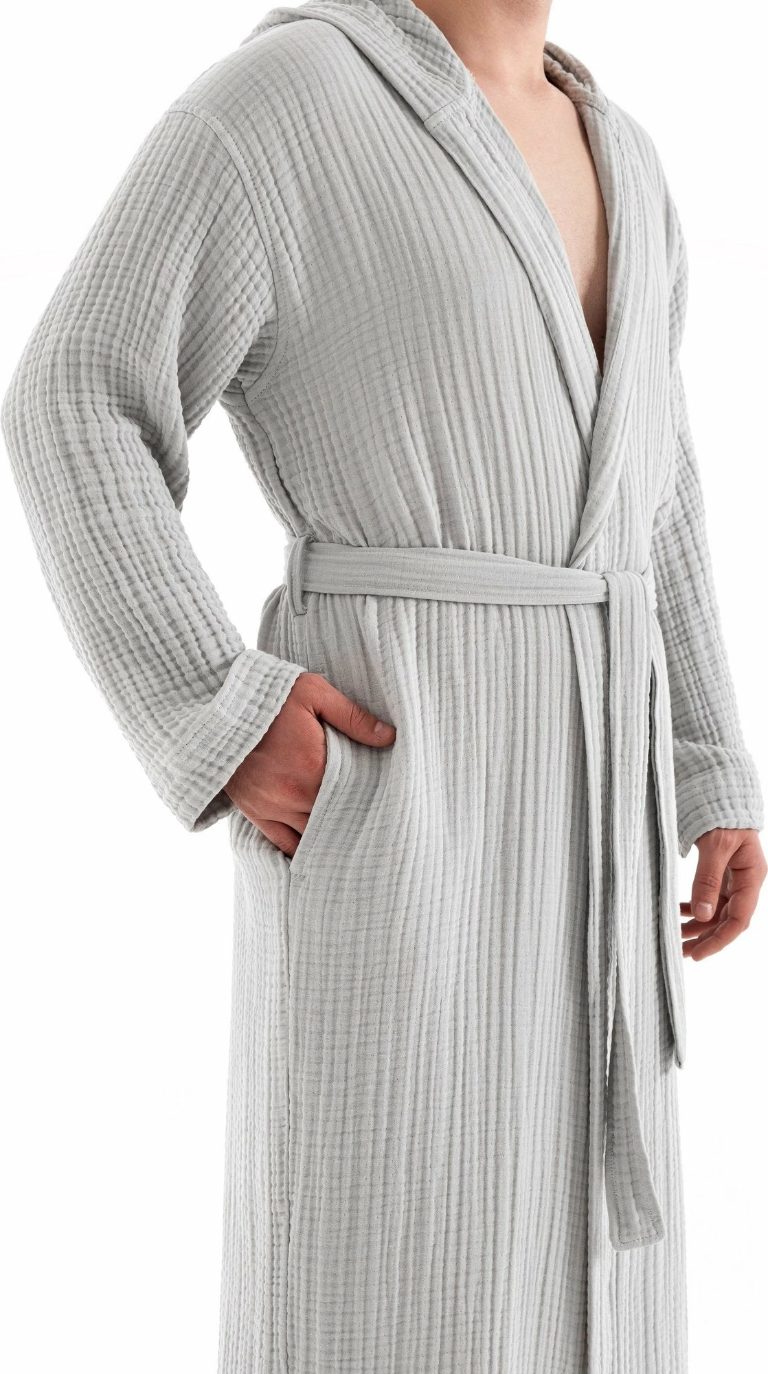 Rrobdeshamer unisex, muslin, ngjyrë gri, XXL