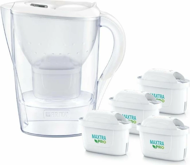 Ibrik filtri uji BRITA Marella me 4 patrona Maxtra Pro PP, i bardhë