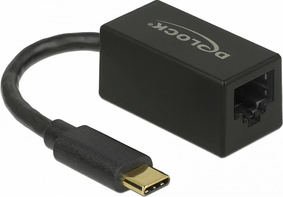Adapter rrjeti DeLOCK USB-C në Gigabit LAN 10/100/1000, USB 3.2 Gen 1, 0.9 m, i zi