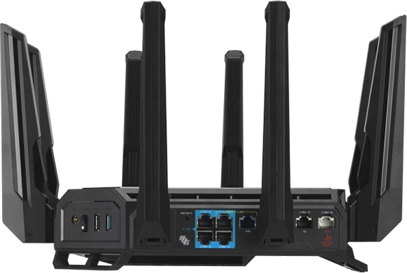 Ruter ASUS ROG Rapture GT-BE98 BE25000 WiFi 7 quad-band, 320MHz, 4096-QAM, 2x 10G porta, AiMesh, AURA RGB, i zi