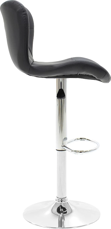 Karrige për bar Coozy, metal krom, lëkurë PU e zezë, set prej 2 copash