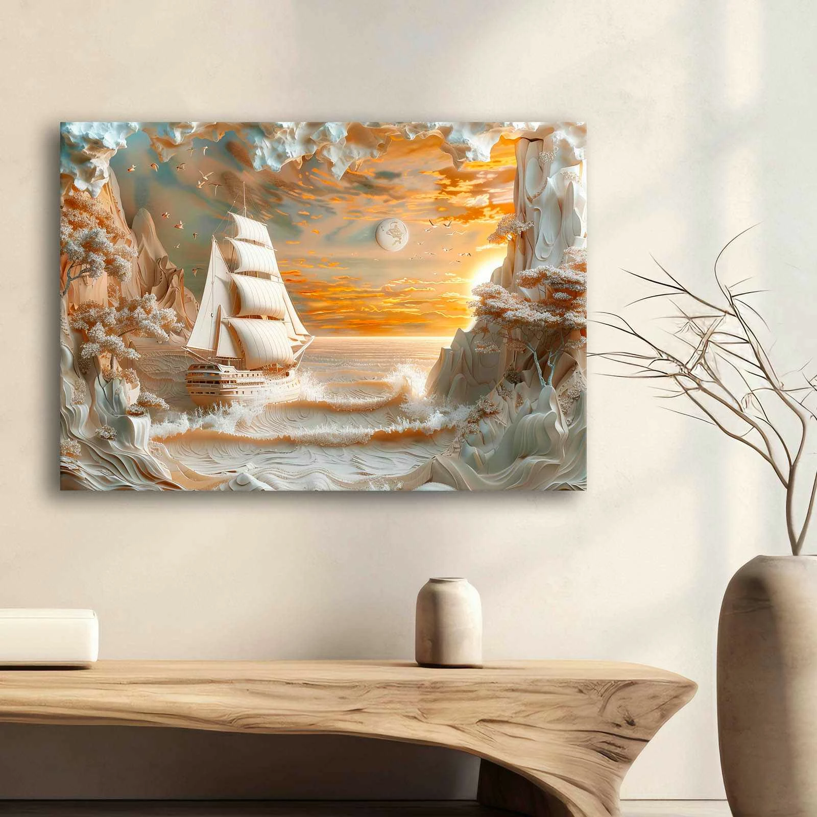 Pikturë dekorative në kanavacë Wallity, shumëngjyrëshe, 70x100cm, 70100Wabisabi-031