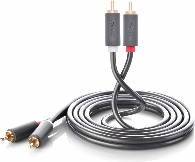 Kabllo audio Ugreen AV104 10520, 2RCA mashkull në 2RCA mashkull, 5m, Gri