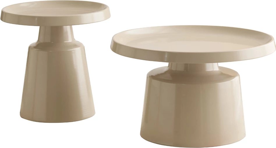 Set tavolinash kafeje MOUSSE, krem, 2 copë, 70x70x50cm