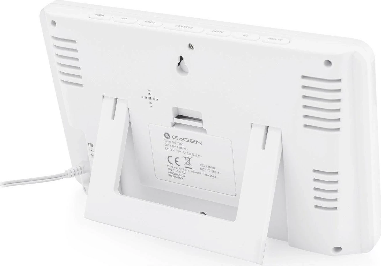 Stacion moti GoGEN GOG-ME3350, ekran me ndriçim, alarm, sensor wireless, i bardhë