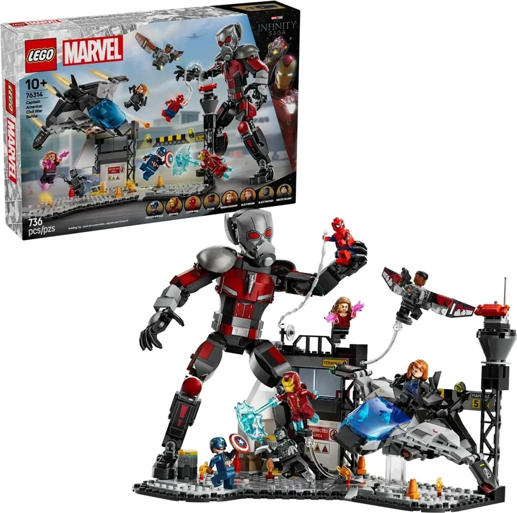 Set LEGO Marvel 76314 Captain America: Civil War Battle