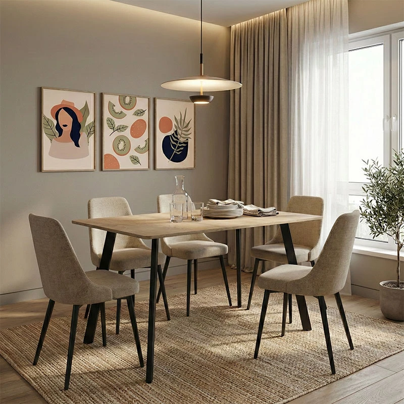 Tavolinë Squaro, sipërfaqe Sonoma, këmbë metalike të zeza, 120x70x75cm