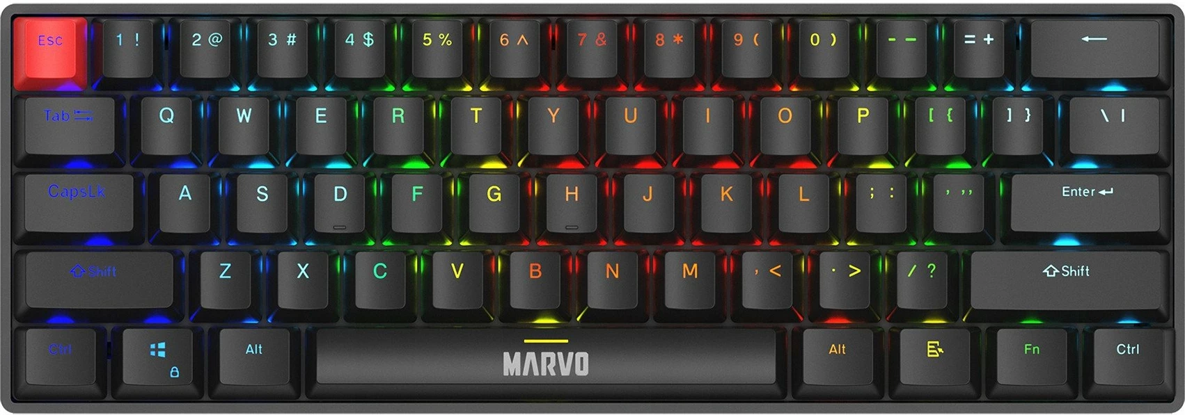 Tastierë mekanike Marvo Saber 61 KG933G EN, 60%, RGB, ZDZ Red, US layout, e zezë