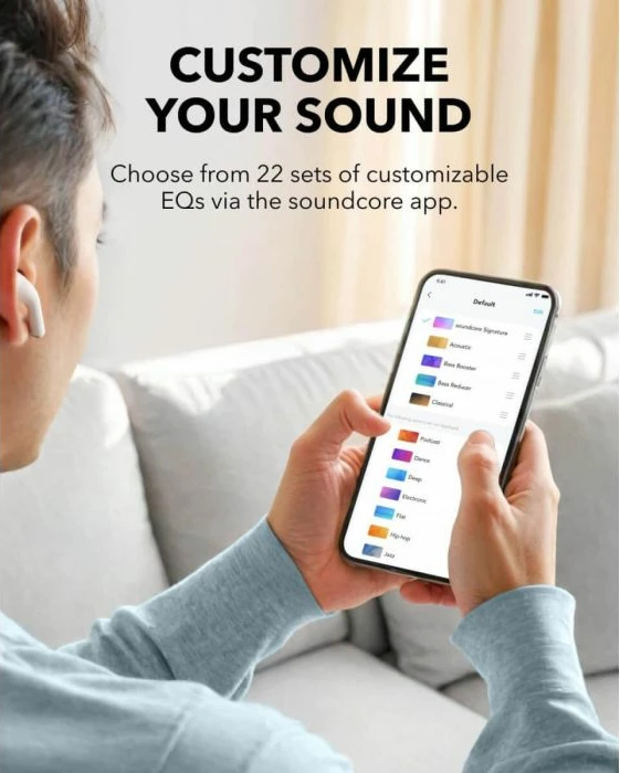 Kufje wireless Anker Soundcore K20i, Bluetooth 5.3, 6/36 orë, IPX5, blu, set me kuti karikimi