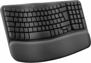 Tastierë wireless ergonomike Logitech Wave Keys, Logi Bolt/Bluetooth, SLO engraving, e zezë