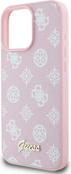 Mbështjellës Guess Peony Script Logo MagSafe për iPhone 16 Pro, Rozë
