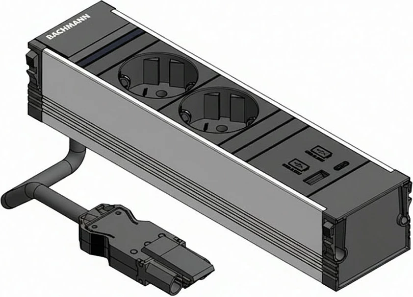 Modul prizash Bachmann CONI, 2x Schuko, USB-A/USB-C 22W, i zi