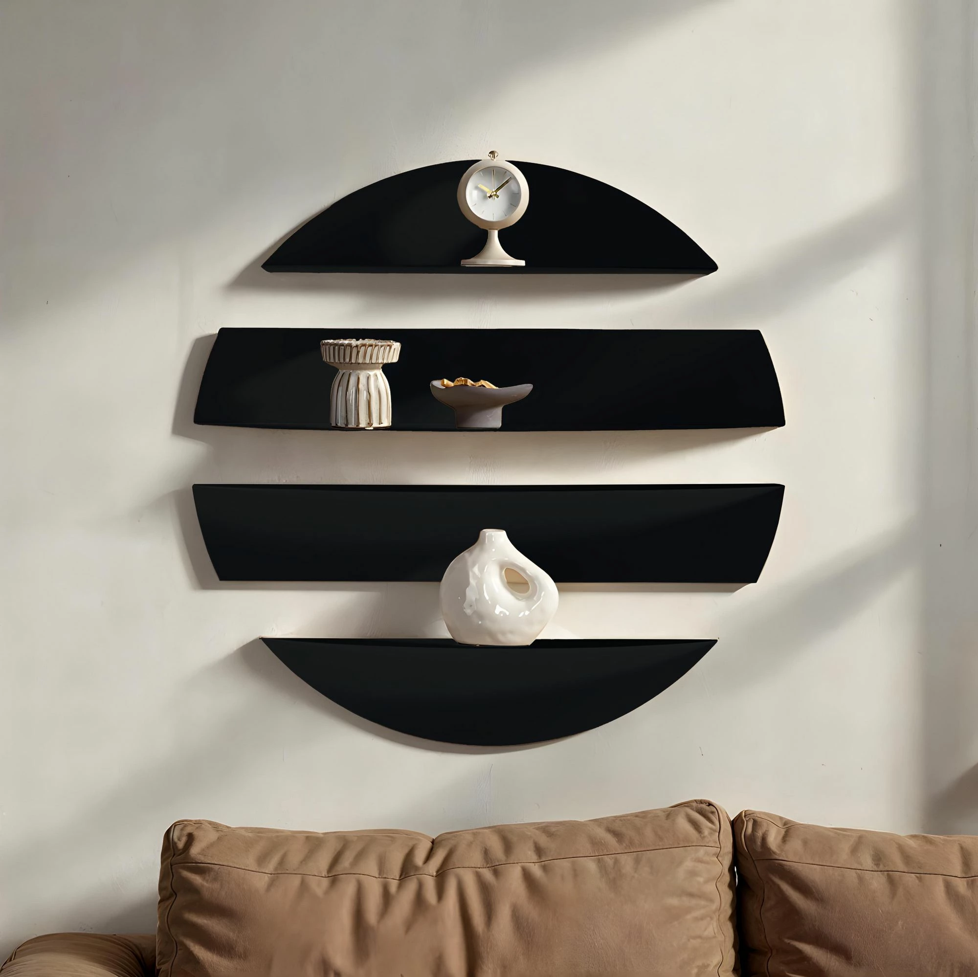 Raft dekorativ metalik për mur, ngjyrë e zezë, Skye Decor, Vlnt118Syh