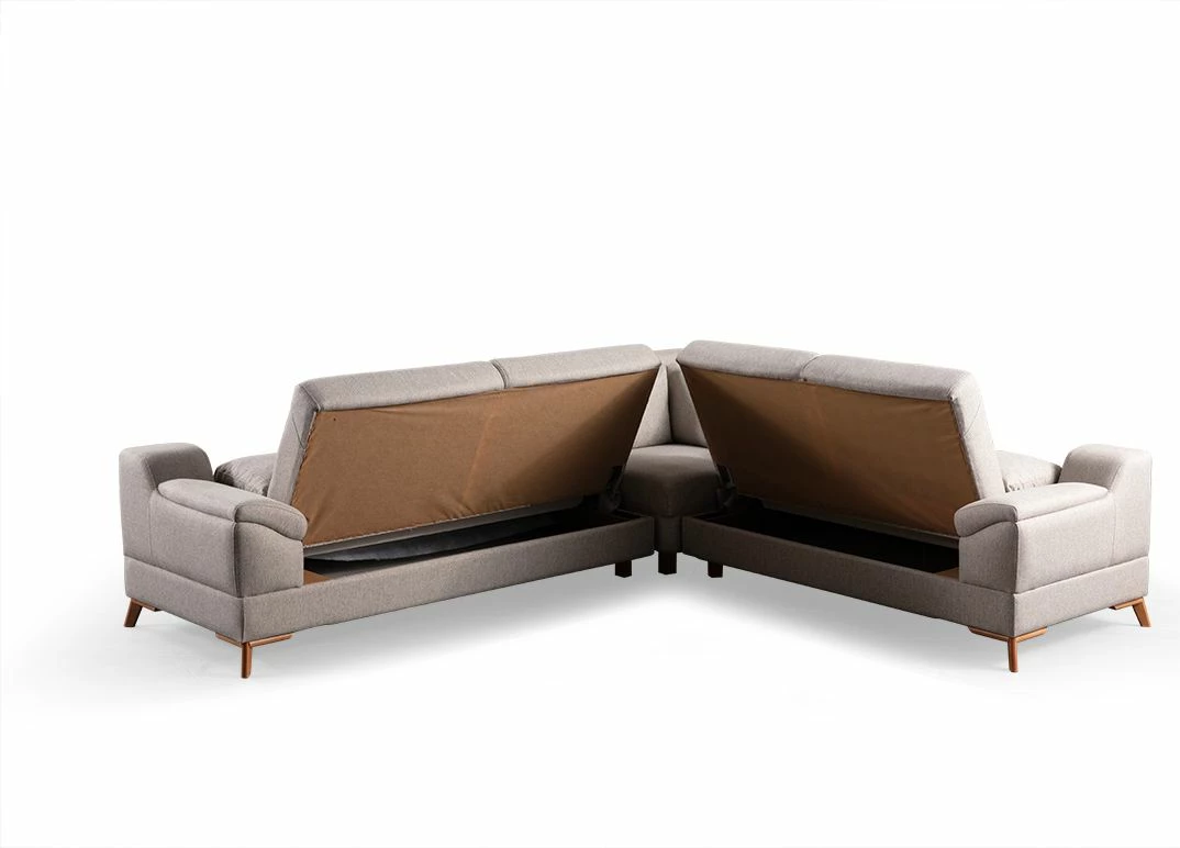Kënd-sofë krevati Atelier del Sofa, kënd Aqua (L3 + C + 2R), bezhë