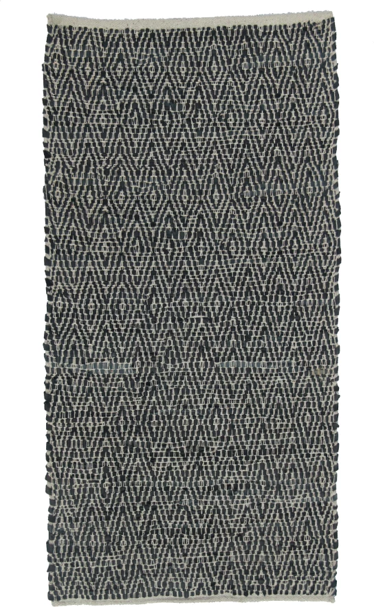 Qilim korridori Rombo, lëkurë, ngjyrë e zezë-bezhë, 70x150