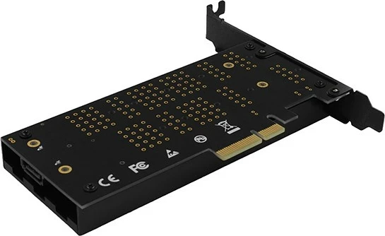 Adapter PCIe AXAGON PCEM2-DC, 1x M.2 NVMe M-key + 1x SATA B-key, me ftohës, i zi