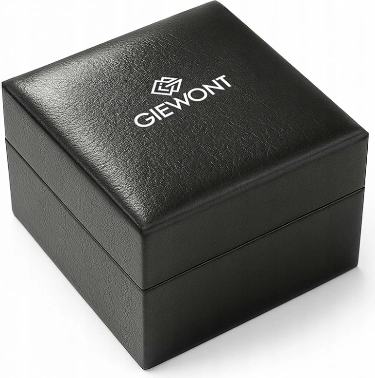 Orë dore Giewont GW8810-A3 Chronograph kuarc qelq safiri 45 mm rrip lëkure, kafe/zezë