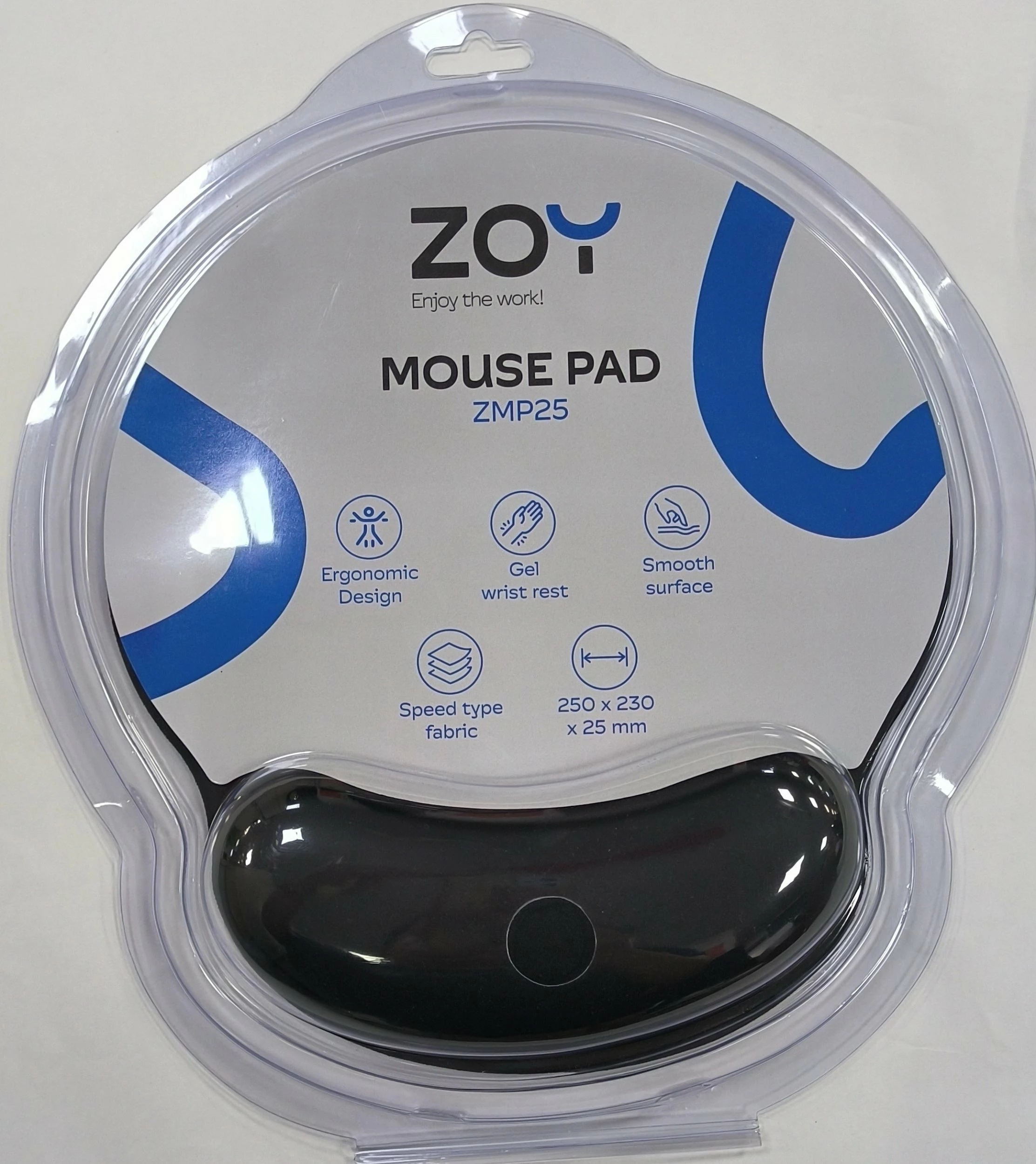 Mauspad ZOY ZMP25 250x230x25mm me mbështetje kyçi xhel, i zi
