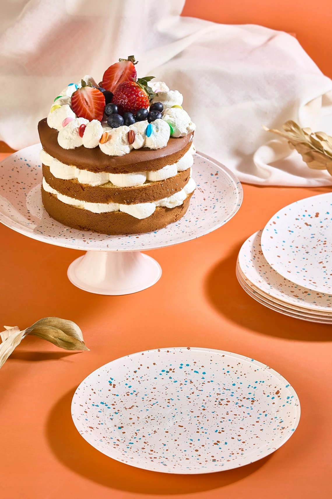 Set pjatash për ëmbëlsira (7 copë), Hermia, Punti, e bardhë