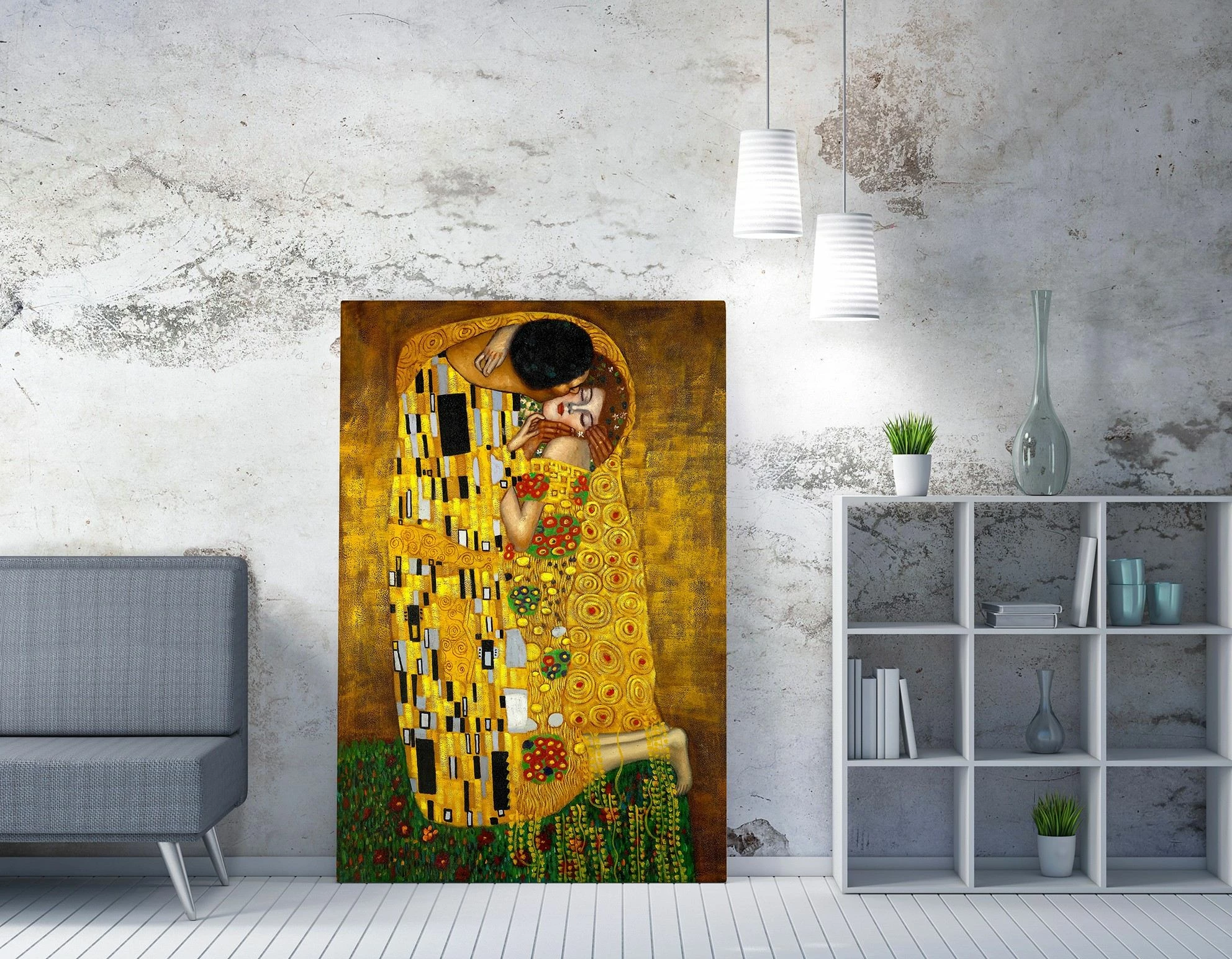 Pikturë dekorative në kanavacë, Wallity WY94, Gustav Klimt, Puthja, shumëngjyrëshe, 70x100cm