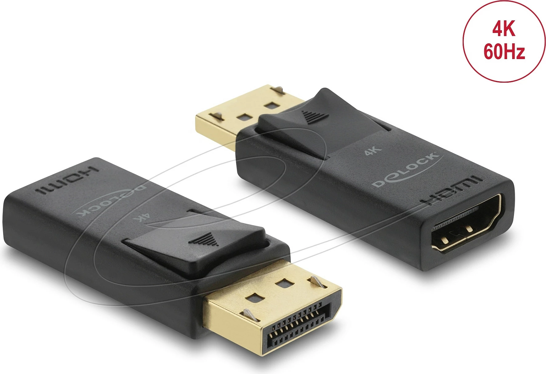 Adapter DeLOCK 61086 DisplayPort në HDMI, 4K 60Hz, aktiv, i zi
