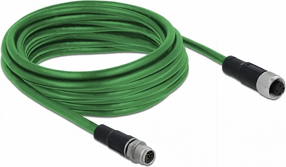 Kabllo Ethernet industriale DeLOCK 85436, 5 m, M12, TPU, -40 deri 70°C, e gjelbër