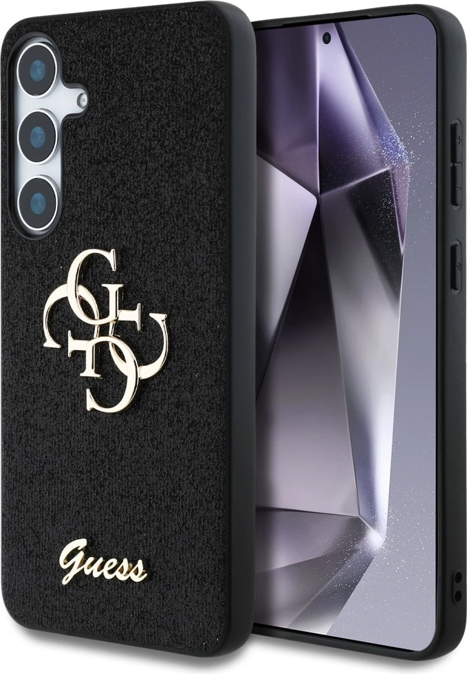 Mbështjellës Guess Fixed Glitter Big 4G Metal Logo për Samsung Galaxy S25 Plus, i zi