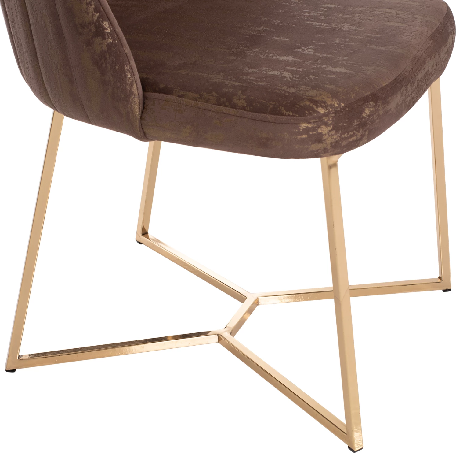 Karrige profesionale ZIZI, kadife kafe, bazë e artë, 52x62x92H cm