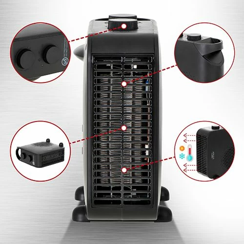 Ngrohës me ventilator Adler AD 7725B 2000 W, termostat, 2 nivele fuqie, ajër i ftohtë, i zi