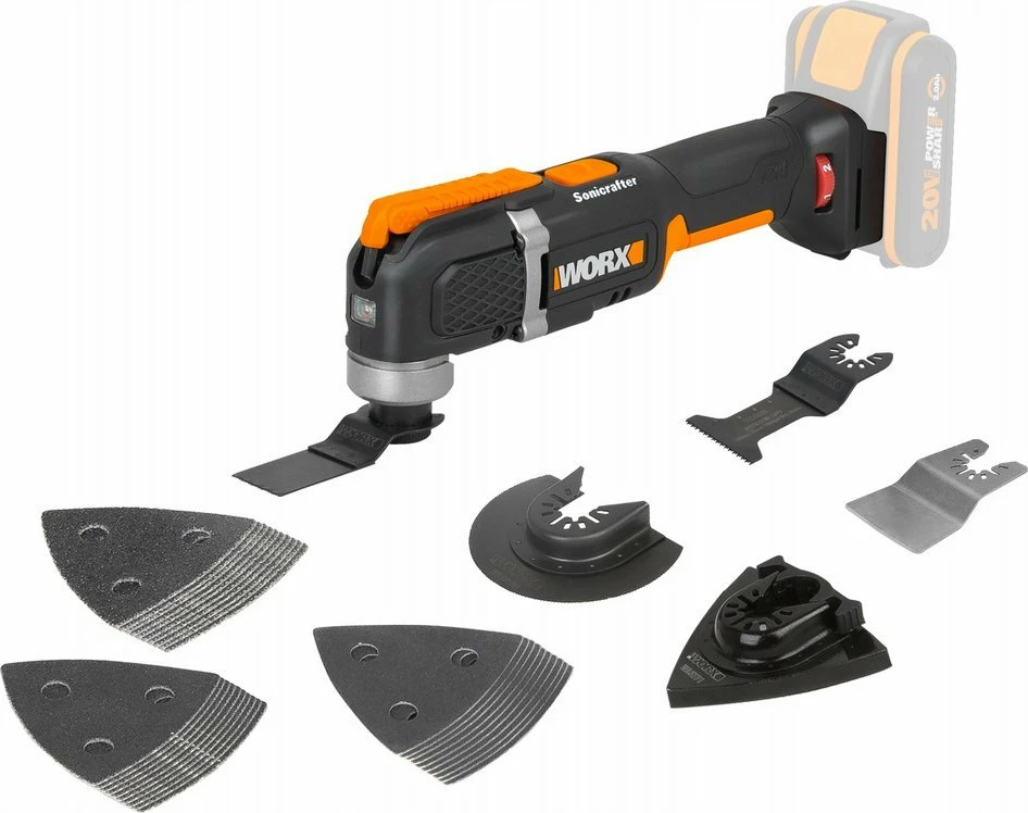 Mjet multifunksional Worx WX696.9 20V, pa bateri/pa karikues, i zi/portokalli