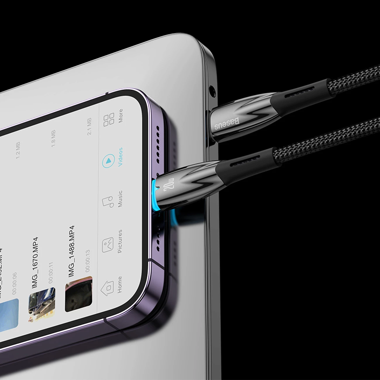 Kabllo USB-C Baseus CADH000802, 2m, 100W, 5A, e bardhë