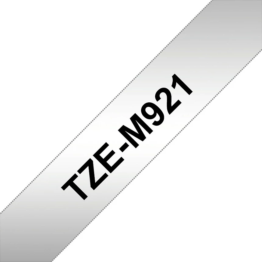 Shirit etiketash Brother TZE-M921 TZe, 9mm x 8m, për P-touch, i zi mbi metalik
