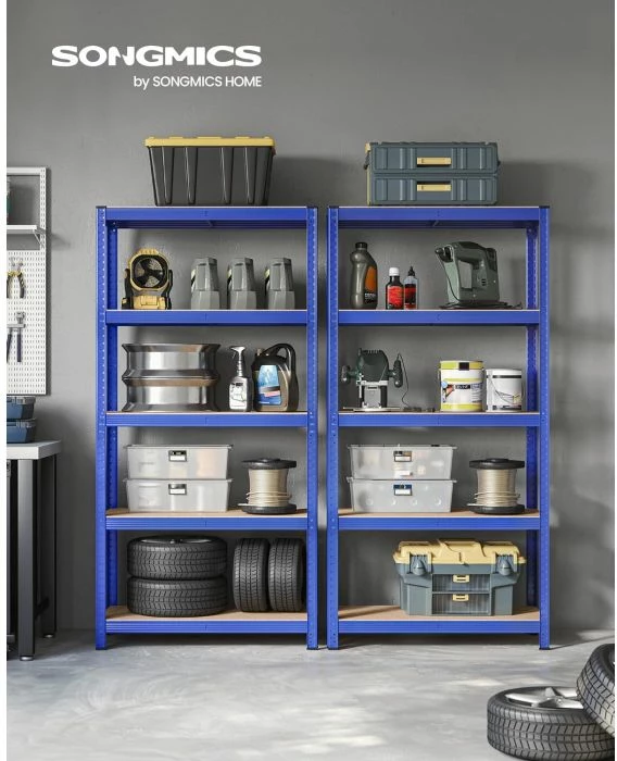 Raft metalik SONGMICS GLR040Q01, 40x90x180 cm, 5 rafte, kapacitet 875 kg, kaltër